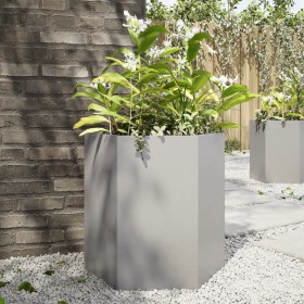 Hexagonal stainless steel planter 46x40x45 cm by , Pots and planters - Ref: Foro24-851116, Price: 61,99 €, Discount: %