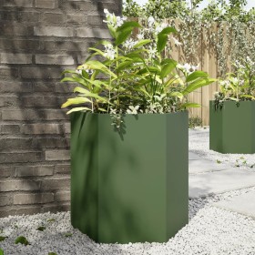 Hexagonal green steel planter 46x40x45 cm by , Pots and planters - Ref: Foro24-851114, Price: 51,28 €, Discount: %