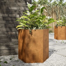 Hexagonal planter 2 units rusted steel 46x40x45 cm by , Pots and planters - Ref: Foro24-851121, Price: 71,09 €, Discount: %