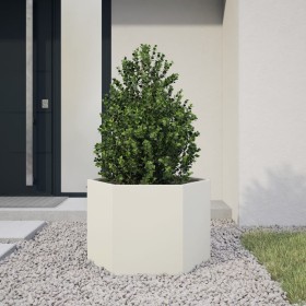 Hexagonal white steel planter 69x60x45 cm by , Pots and planters - Ref: Foro24-851123, Price: 59,99 €, Discount: %