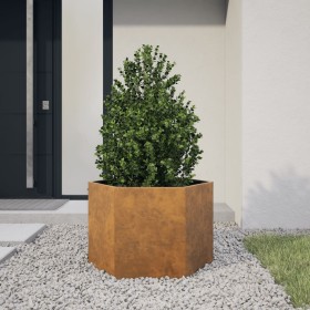 Hexagonal planter made of rusted steel, 69x60x45 cm by , Pots and planters - Ref: Foro24-851128, Price: 66,82 €, Discount: %