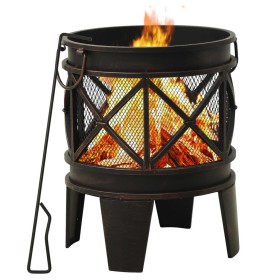 Brasero rústico con atizador acero Φ42x54 cm de vidaXL, Chimeneas - Ref: Foro24-313637, Precio: 77,03 €, Descuento: %