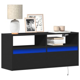 Wall-mounted TV stand with LED lights black 100x31x45 cm by , TV Furniture - Ref: Foro24-852335, Price: 83,78 €, Discount: %