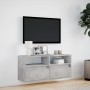 Wall-mounted TV stand with LED lights in concrete gray, 100x31x45 cm. by , TV Furniture - Ref: Foro24-852337, Price: 81,23 €,...