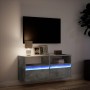 Wall-mounted TV stand with LED lights in concrete gray, 100x31x45 cm. by , TV Furniture - Ref: Foro24-852337, Price: 81,23 €,...