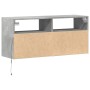 Wall-mounted TV stand with LED lights in concrete gray, 100x31x45 cm. by , TV Furniture - Ref: Foro24-852337, Price: 81,23 €,...