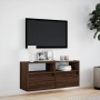 Mueble de TV de pared con luces LED marrón roble 100x31x45 cm de , Muebles TV - Ref: Foro24-852340, Precio: 83,99 €, Descuent...