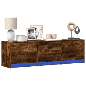 LED TV stand in smoked oak engineered wood 140x34x40 cm by , TV Furniture - Ref: Foro24-852247, Price: 97,28 €, Discount: %