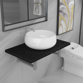 Set of 2-piece black ceramic bathroom furniture by , Bathroom furniture - Ref: Foro24-279338, Price: 86,91 €, Discount: %