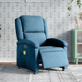 Blue velvet electric massage recliner. by , Armchairs - Ref: Foro24-3204299, Price: 280,18 €, Discount: %