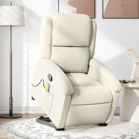 Reclining massage chair with lift in cream velvet fabric by , Armchairs - Ref: Foro24-3204320, Price: 308,10 €, Discount: %