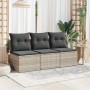 Garden sofa with cushions, 3 seats, light gray synthetic rattan by , Outdoor sofas - Ref: Foro24-366194, Price: 211,28 €, Dis...