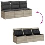 Garden sofa with cushions, 3 seats, light gray synthetic rattan by , Outdoor sofas - Ref: Foro24-366194, Price: 211,28 €, Dis...