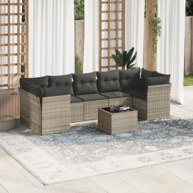 Garden sofa set 8 pieces and gray synthetic rattan cushions by , Garden sets - Ref: Foro24-3249131, Price: 616,99 €, Discount: %