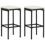 Kitchen stools with cushions 2 pcs black synthetic rattan by vidaXL, Kitchen stools - Ref: Foro24-313440, Price: 49,95 €, Dis...