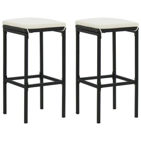 Kitchen stools with cushions 2 pcs black synthetic rattan by vidaXL, Kitchen stools - Ref: Foro24-313440, Price: 49,99 €, Dis...