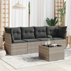 Garden sofa set and cushions 5 pieces light gray synthetic rattan by , Garden sets - Ref: Foro24-3249081, Price: 374,99 €, Di...