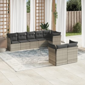 Gartensofa-Set, 8-teilig, mit grauen Kissen aus synthetischem Rattan von , Gartensets - Ref: Foro24-3249751, Preis: 650,74 €,...