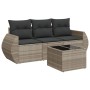 Garden sofa set 4 pieces with gray synthetic rattan cushions by , Garden sets - Ref: Foro24-3221071, Price: 310,30 €, Discoun...