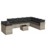 Garden sofa set 11 pieces and gray synthetic rattan cushions by , Garden sets - Ref: Foro24-3249711, Price: 836,69 €, Discoun...