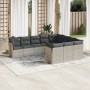 Set of 10-piece garden sofas with light gray synthetic rattan cushions by , Garden sets - Ref: Foro24-3250061, Price: 768,64 ...