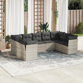 Gartenmöbel-Set 9-teilig mit Kissen aus hellem grauem Kunst-Rattan. von , Gartensets - Ref: Foro24-3249971, Preis: 697,99 €, ...