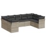 Set muebles jardín 9 pzas y cojines ratán sintético gris claro de , Conjuntos de jardín - Ref: Foro24-3249971, Precio: 696,88...