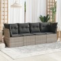 Garden sofa set 4 pieces with gray synthetic rattan cushions by , Garden sets - Ref: Foro24-3217232, Price: 313,23 €, Discoun...