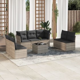 Garden sofa set 8 pieces and gray synthetic rattan cushions by , Garden sets - Ref: Foro24-3249261, Price: 570,99 €, Discount: %