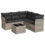 Garden sofa set 6 pieces and gray synthetic rattan cushions by , Garden sets - Ref: Foro24-3217632, Price: 454,96 €, Discount: %