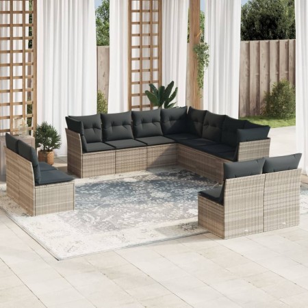 Gartensofagarnitur 11-teilig mit grauen Polstern aus synthetischem Rattan von , Gartensets - Ref: Foro24-3249661, Preis: 816,...