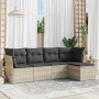 Gartensofa-Set und Kissen, 5-teilig, aus hellem grauem Kunststoff-Rattan. von , Gartensets - Ref: Foro24-3249401, Preis: 369,...