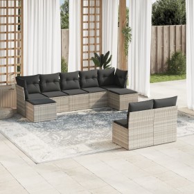 Gartenmöbel-Set 9-teilig mit Kissen aus hellem grauem Kunst-Rattan. von , Gartensets - Ref: Foro24-3250111, Preis: 630,36 €, ...