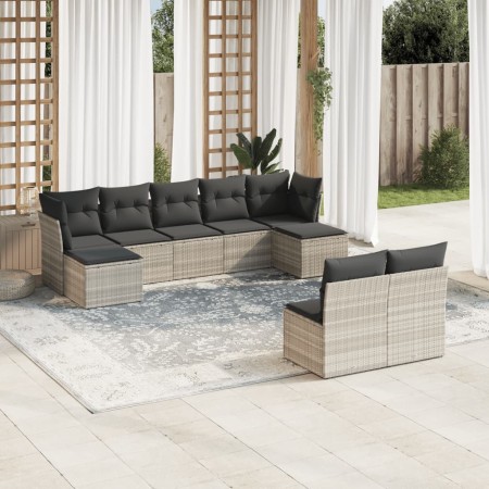 Gartenmöbel-Set 9-teilig mit Kissen aus hellem grauem Kunst-Rattan. von , Gartensets - Ref: Foro24-3250111, Preis: 629,66 €, ...