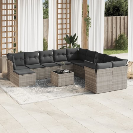 Garden sofa set 12 pieces and gray synthetic rattan cushions by , Garden sets - Ref: Foro24-3250461, Price: 938,03 €, Discoun...