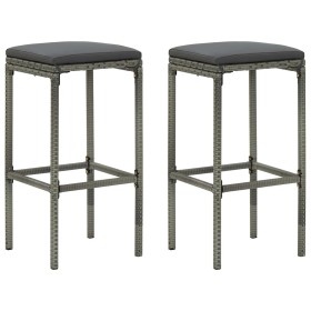 Kitchen stools with cushions 2 pcs gray synthetic rattan by vidaXL, Kitchen stools - Ref: Foro24-313441, Price: 50,57 €, Disc...