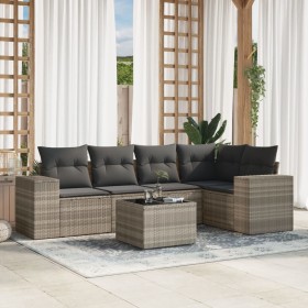 Gartensofagarnitur 6-teilig mit grauen Polstern aus synthetischem Rattan von , Gartensets - Ref: Foro24-3254879, Preis: 467,9...