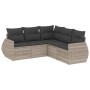 Gartensofa-Set und Kissen, 5-teilig, aus hellem grauem Kunststoff-Rattan. von , Gartensets - Ref: Foro24-3253689, Preis: 412,...