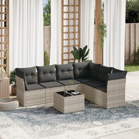 Garden sofa set 7 pieces with light gray PE rattan cushions by , Garden sets - Ref: Foro24-3249531, Price: 528,61 €, Discount: %