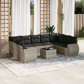 Set of 10-piece garden sofas with light gray synthetic rattan cushions by , Garden sets - Ref: Foro24-3254149, Price: 756,49 ...