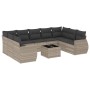 Set sofás jardín 10 pzas con cojines ratán sintético gris claro de , Conjuntos de jardín - Ref: Foro24-3254149, Precio: 760,8...