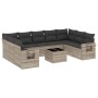 Gartensofa-Set, 10-teilig, mit Kissen, aus hellem grauen Kunststoff-Rattan. von , Gartensets - Ref: Foro24-3252949, Preis: 74...