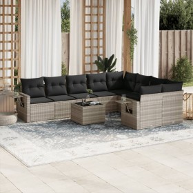 Set sofás jardín 10 pzas con cojines ratán sintético gris claro de , Conjuntos de jardín - Ref: Foro24-3252989, Precio: 745,1...