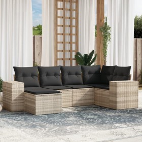 Garden sofa set 6 pieces and gray synthetic rattan cushions by , Garden sets - Ref: Foro24-3255199, Price: 468,99 €, Discount: %