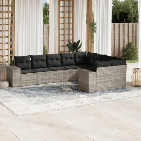 Gartenmöbel-Set 9-teilig mit Kissen aus hellem grauem Kunst-Rattan. von , Gartensets - Ref: Foro24-3255379, Preis: 711,88 €, ...