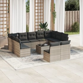 Garden sofa set 12 pieces and gray synthetic rattan cushions by , Garden sets - Ref: Foro24-3250201, Price: 853,12 €, Discoun...