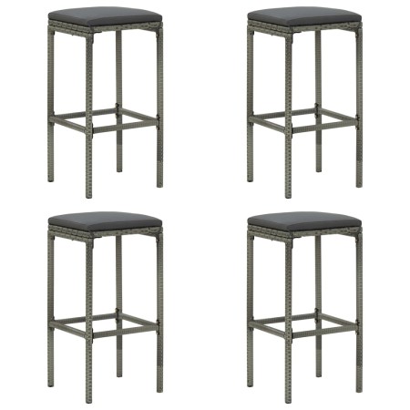 High stools with 4 gray synthetic rattan cushions by vidaXL, Kitchen stools - Ref: Foro24-313447, Price: 92,75 €, Discount: %