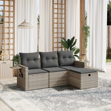 Garden sofa set 4 pieces with gray synthetic rattan cushions by , Garden sets - Ref: Foro24-3263758, Price: 290,70 €, Discoun...