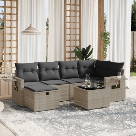 Garden sofa set 7 pieces with light gray PE rattan cushions by , Garden sets - Ref: Foro24-3263808, Price: 508,89 €, Discount: %