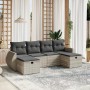 Garden sofa set 6 pieces and gray synthetic rattan cushions by , Garden sets - Ref: Foro24-3264168, Price: 437,43 €, Discount: %